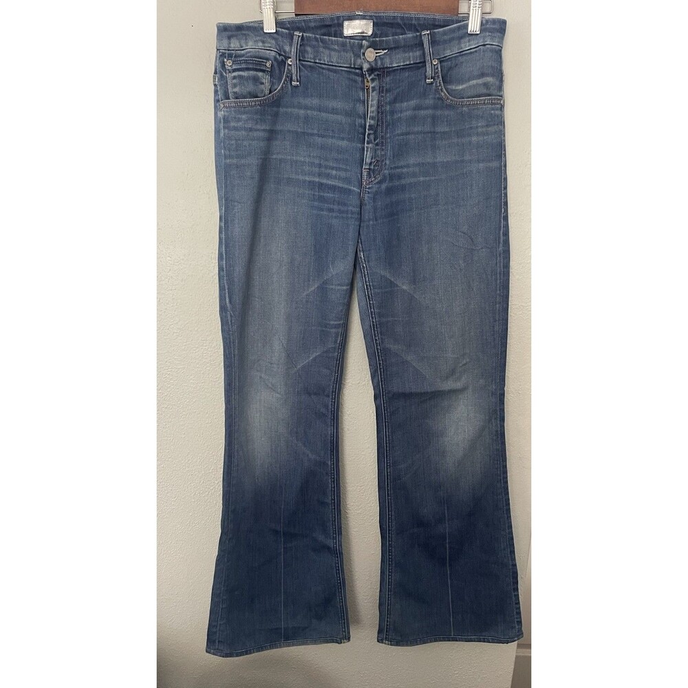 MOTHER The Mellow Drama Flare Stretch Denim High-Rise Jeans in Stardust Size 30